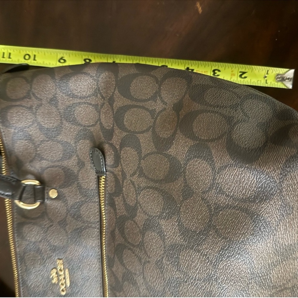 Coach Brown Signature Canvas Tote with Black Straps - Picture 9 of 12